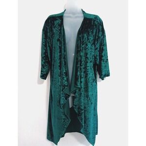 Velvet Long Cardigan Duster Whimsy Gothic MEDIUM Emerald Green Bohemian Drapey